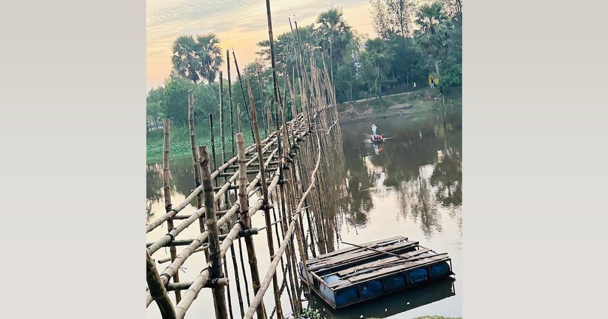 ডাকাতিয়ায় সেতু নেই, স্বেচ্ছাশ্রমে বাঁশের সাঁকো