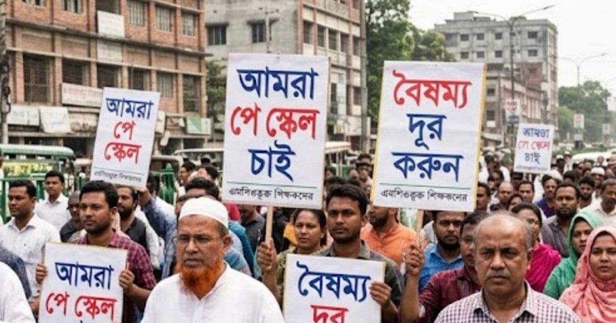 পে-স্কেল বাস্তবায়নের দাবিতে এমপিওভুক্ত শিক্ষকদের লাগাতার কর্মসূচির ঘোষণা